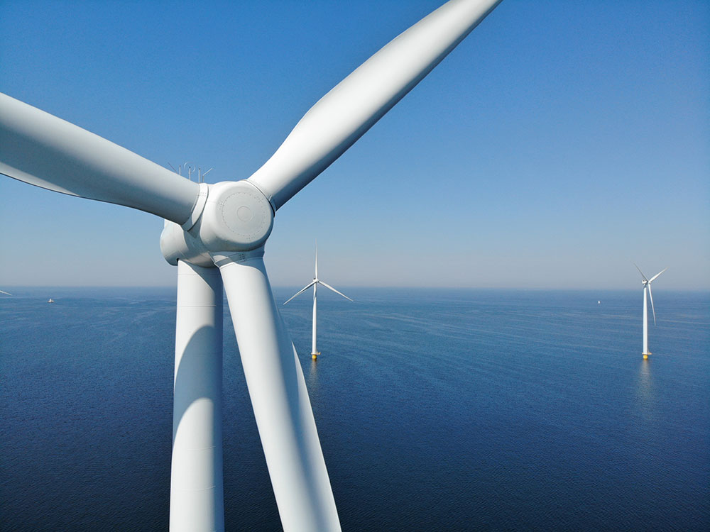 Three Turbines in Ocean